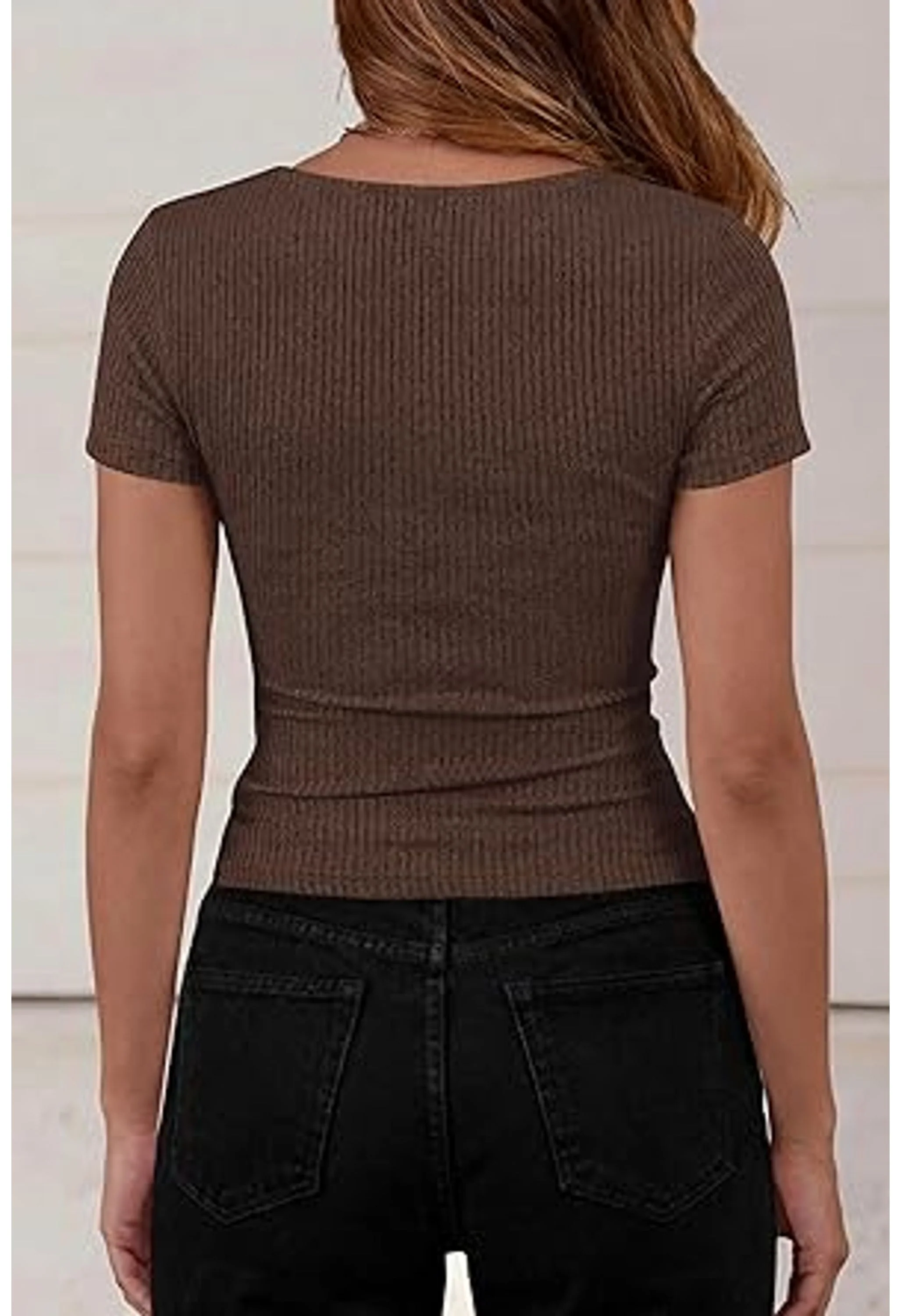 Women Summer Ribbed Cowl Neck Crop Top - Image 2