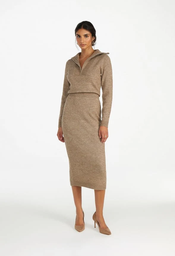Quarter Zip Sweater Midi Dress - Image 5