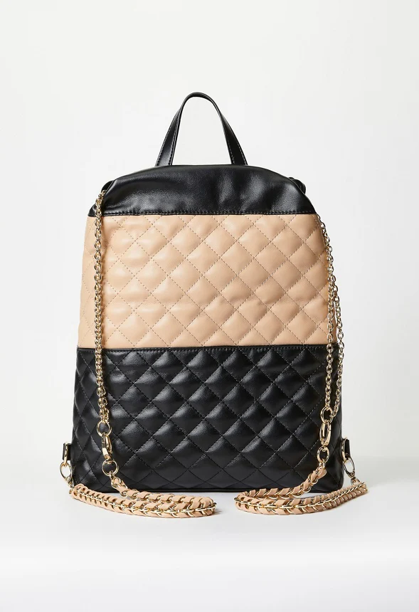 Quilted Backpack With Chain Straps - Image 3