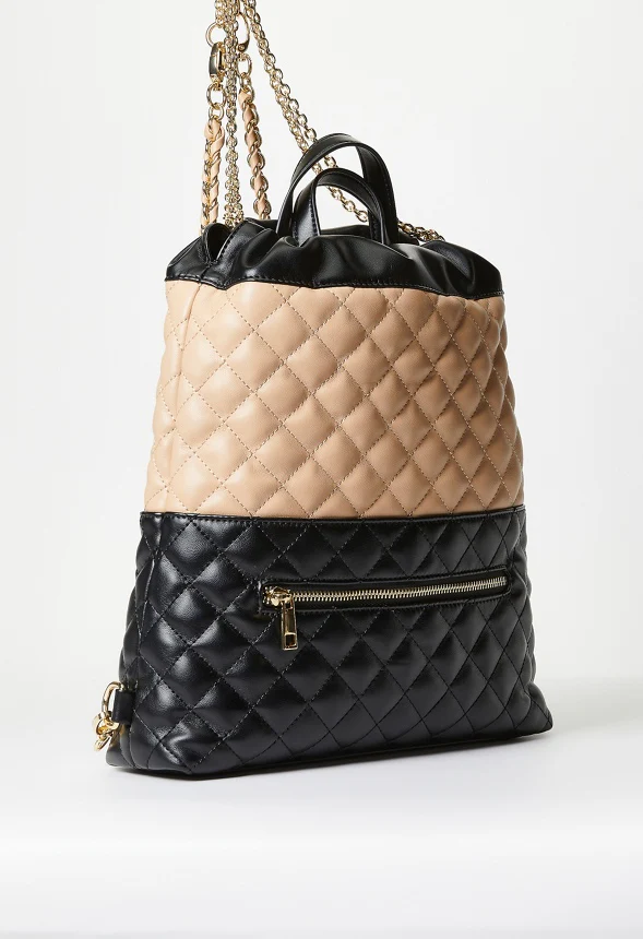Quilted Backpack With Chain Straps - Image 4