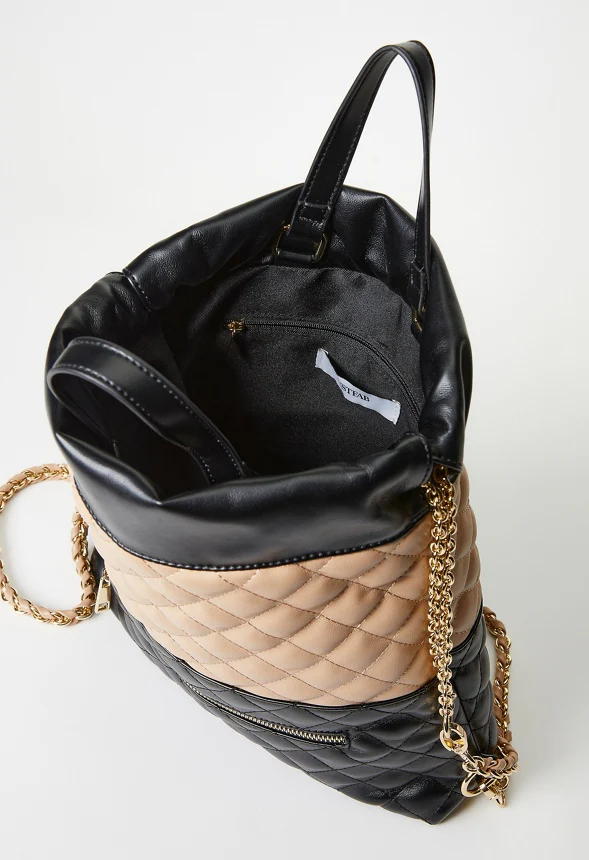Quilted Backpack With Chain Straps - Image 6