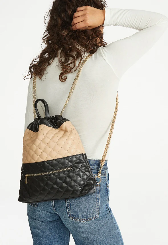 Quilted Backpack With Chain Straps - Image 7