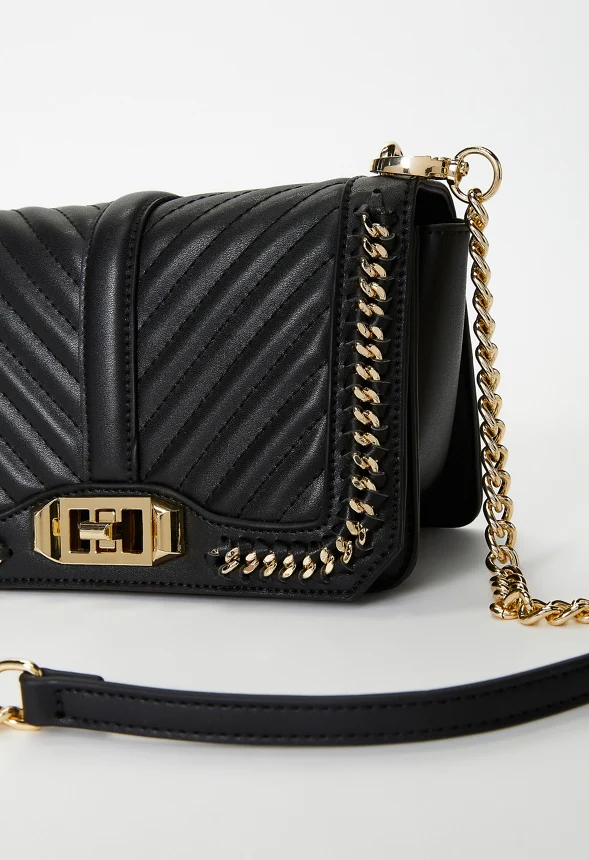 Quilted Flap Crossbody With Chain - Image 5