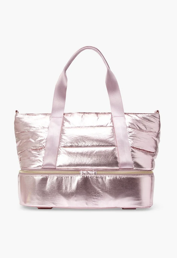 Quilted Gym Bag With Shoe Compartment - Image 2
