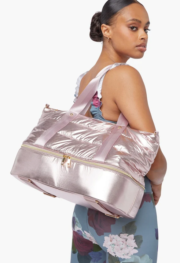 Quilted Gym Bag With Shoe Compartment - Image 3