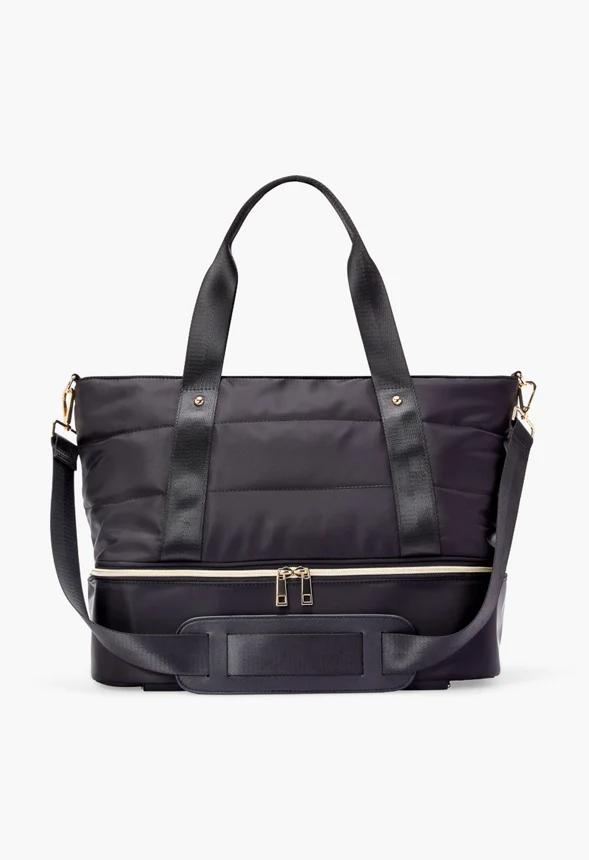 Quilted Gym Bag With Shoe Compartment
