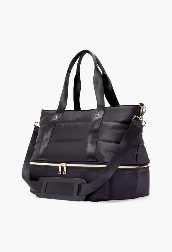 Quilted Gym Bag With Shoe Compartment - Image 2