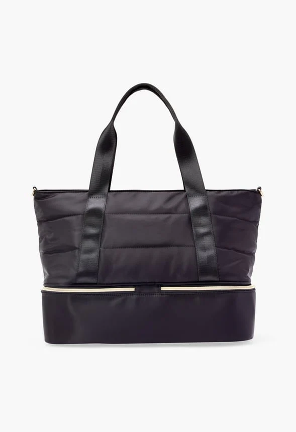 Quilted Gym Bag With Shoe Compartment - Image 4