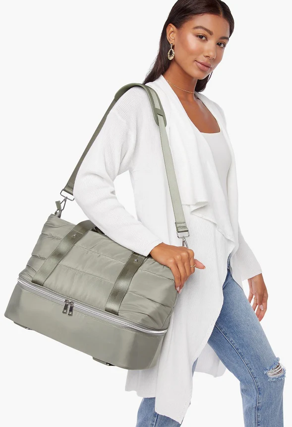 Quilted Gym Bag With Shoe Compartment - Image 3