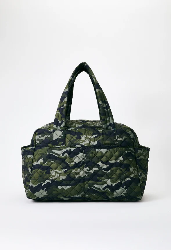 Quilted Nylon Gym Bag With Slip Pockets