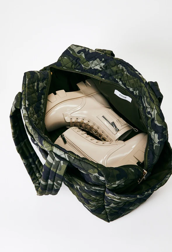 Quilted Nylon Gym Bag With Slip Pockets - Image 5