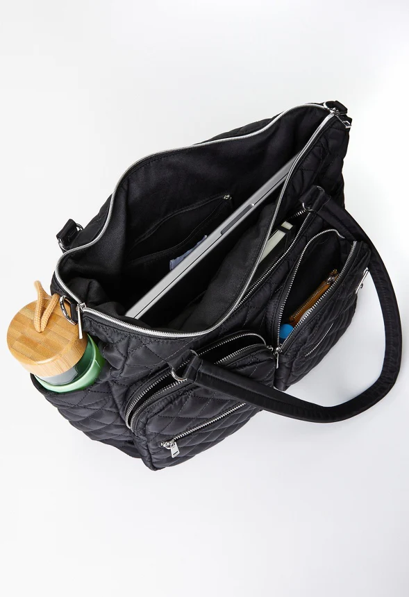 Quilted Tote With Front Pockets - Image 6