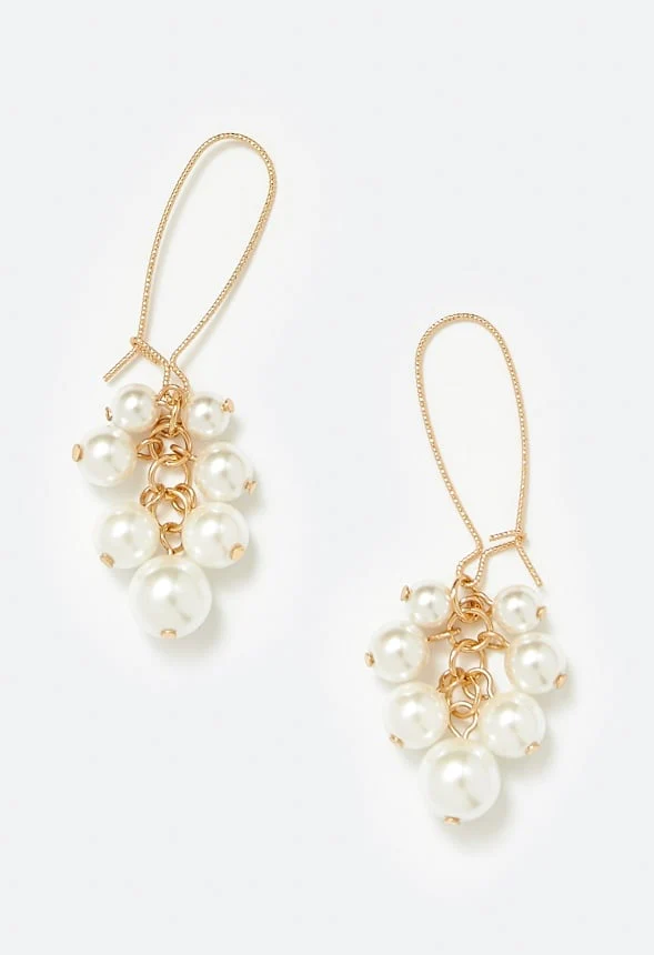 Quinn Glass Pearls Cluster Drop Earrings - Image 2