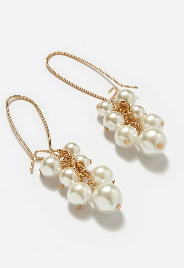 Quinn Glass Pearls Cluster Drop Earrings - Image 3