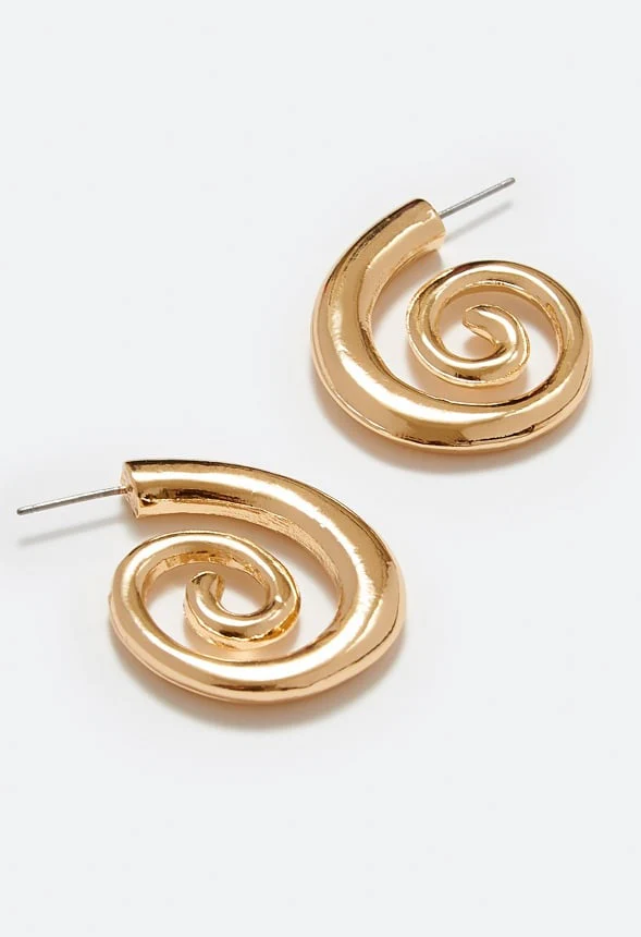 Rae Smooth Spiral Metal Hoop Earrings - Image 2