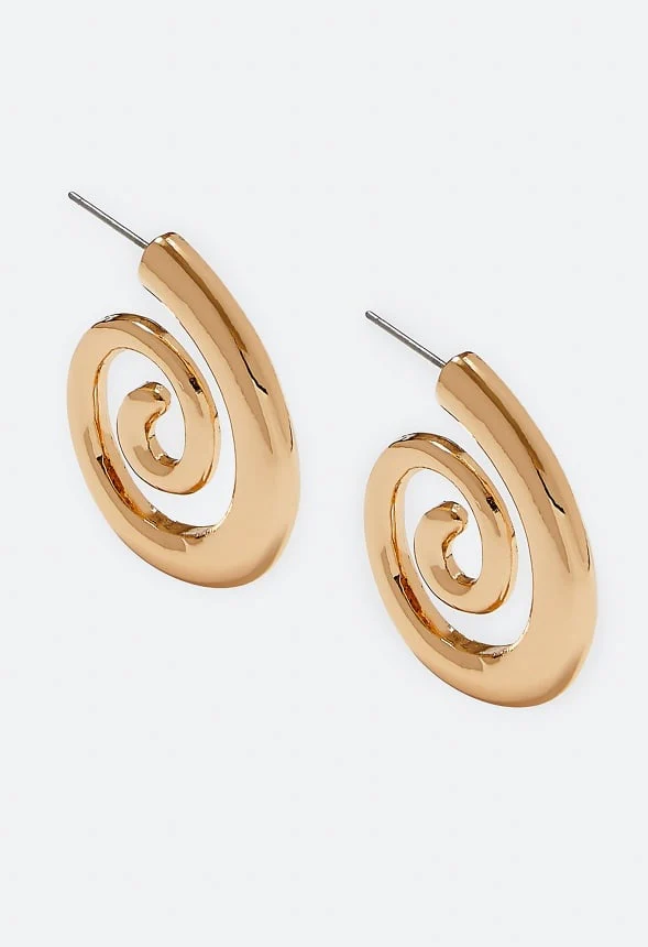 Rae Smooth Spiral Metal Hoop Earrings - Image 3