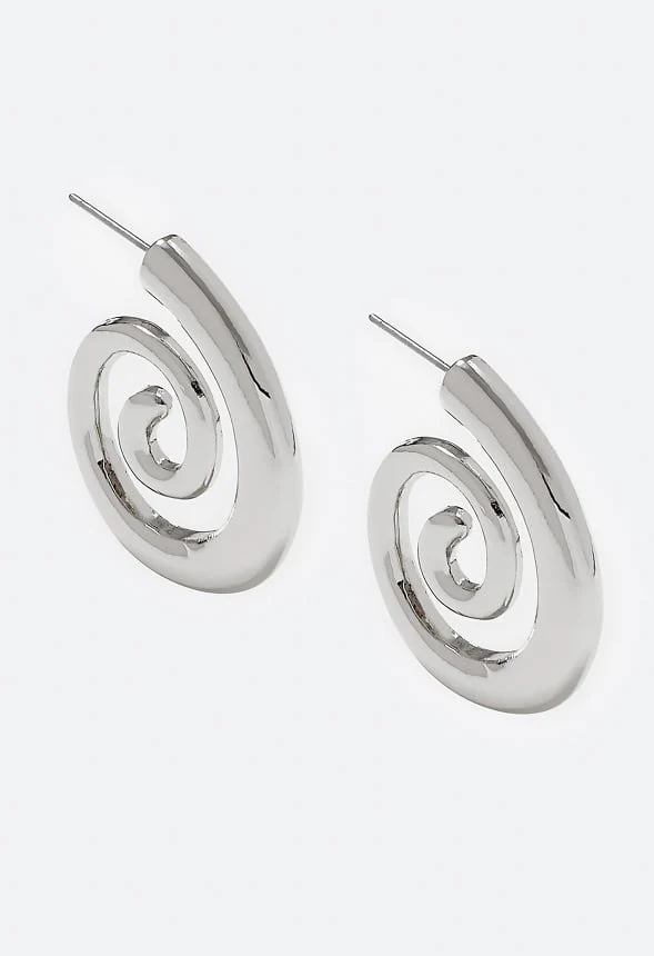 Rae Smooth Spiral Metal Hoop Earrings - Image 3