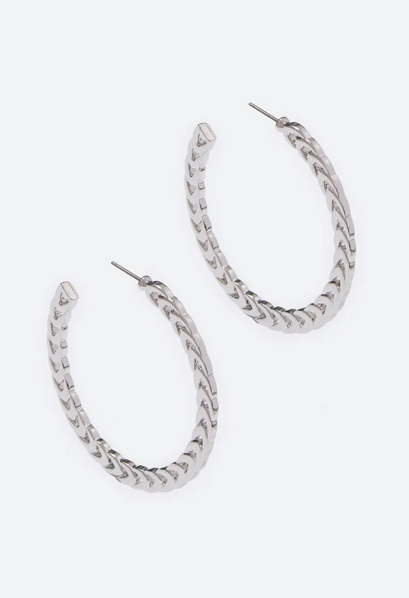 Raegan Flat Chain Hoop Earrings - Image 2