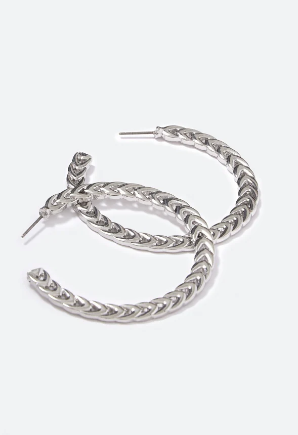 Raegan Flat Chain Hoop Earrings - Image 3