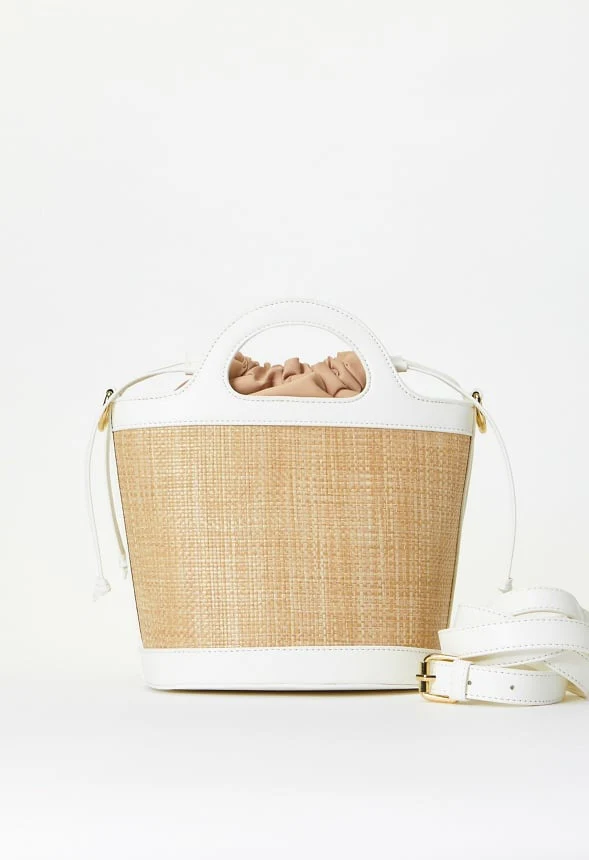 Raffia Bucket Bag With Handle - Image 2