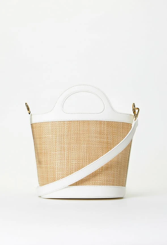 Raffia Bucket Bag With Handle - Image 3