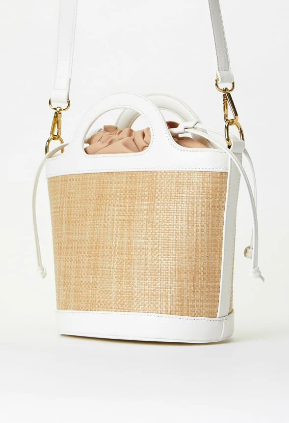 Raffia Bucket Bag With Handle - Image 4
