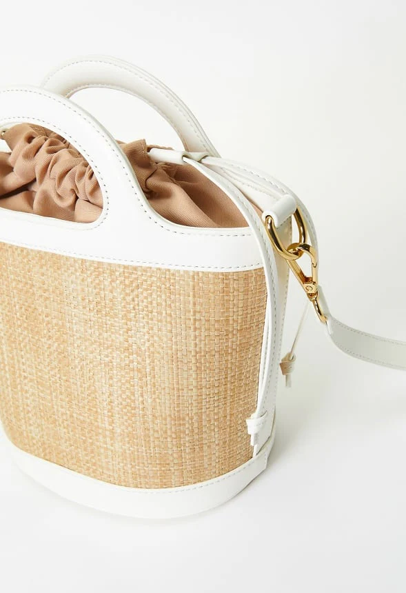Raffia Bucket Bag With Handle - Image 5