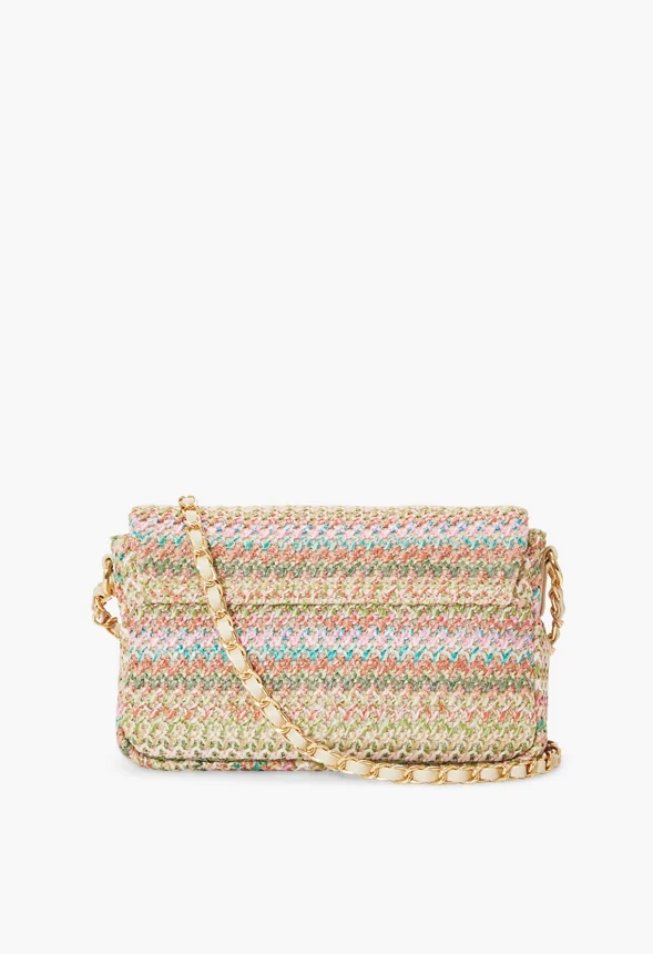 Raffia Crossbody With Chain Strap - Image 2