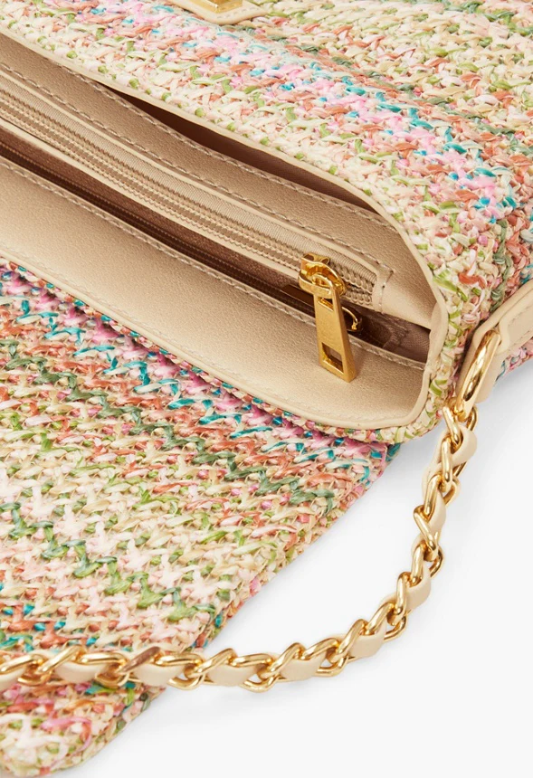 Raffia Crossbody With Chain Strap - Image 5