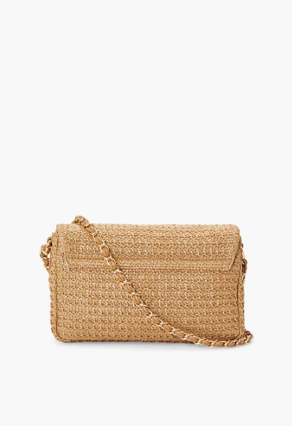 Raffia Crossbody With Chain Strap - Image 2