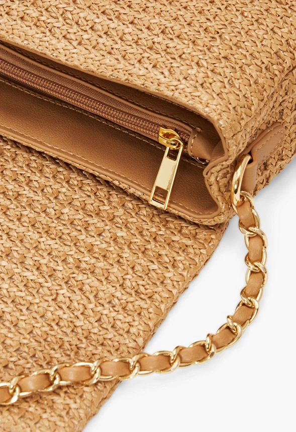 Raffia Crossbody With Chain Strap - Image 5