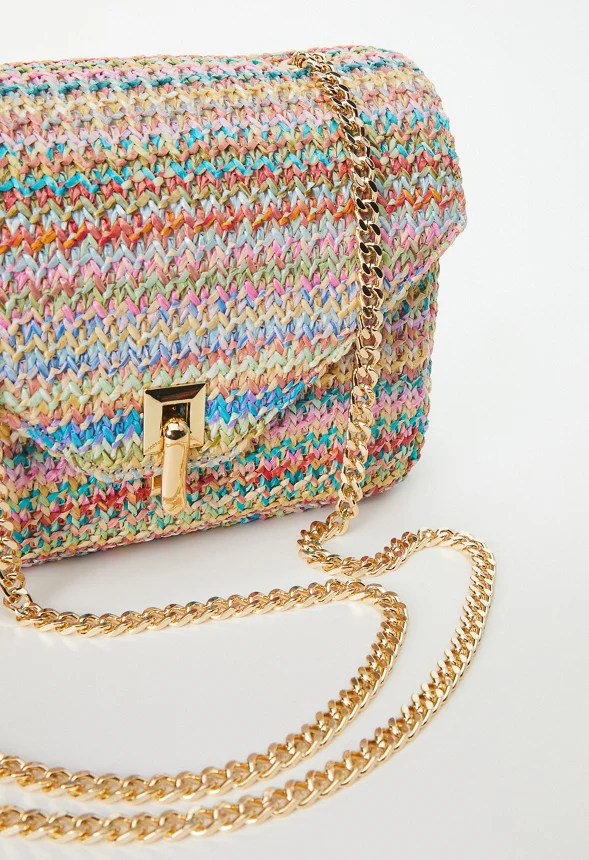 Raffia Crossbody With Flip Lock Closure - Image 4