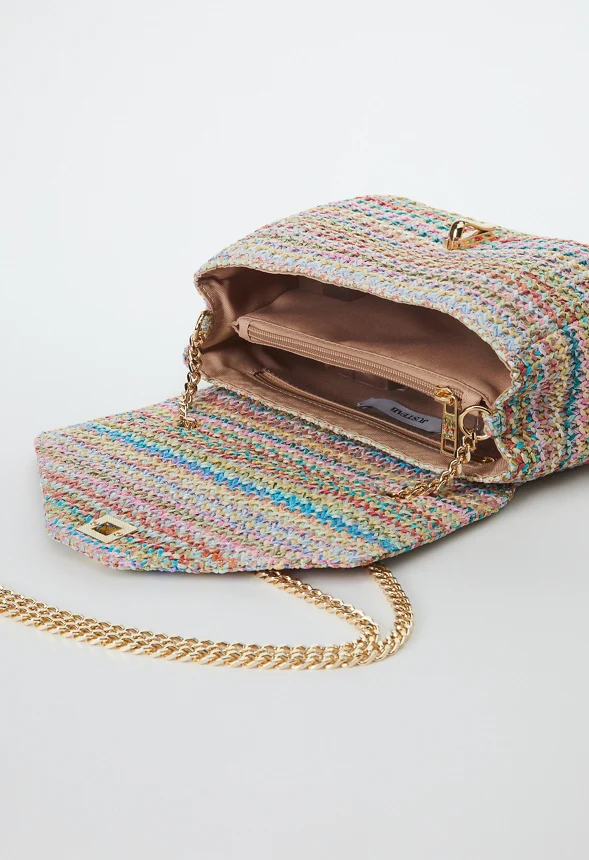 Raffia Crossbody With Flip Lock Closure - Image 6