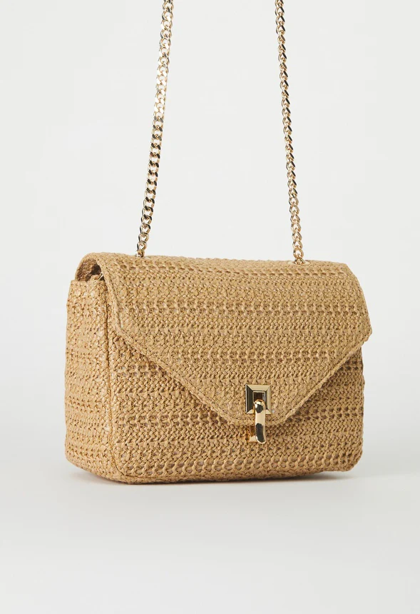 Raffia Crossbody With Flip Lock Closure - Image 2