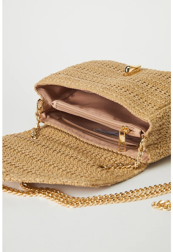 Raffia Crossbody With Flip Lock Closure - Image 6