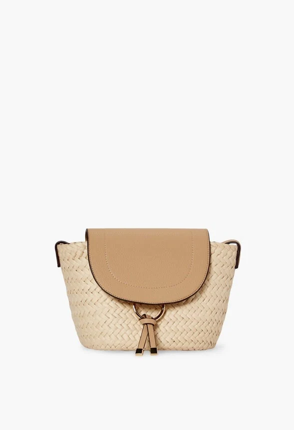 Raffia Flapover Shoulder Bag - Image 3
