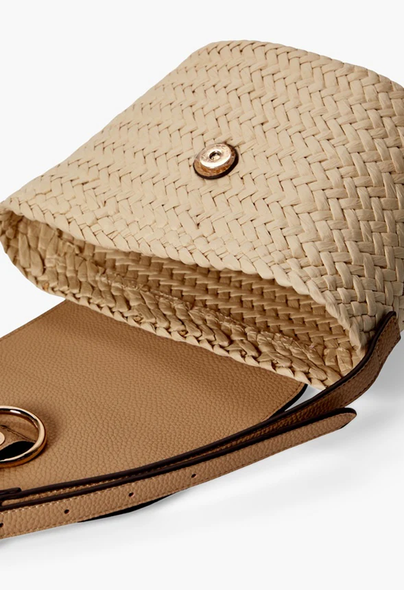 Raffia Flapover Shoulder Bag - Image 5