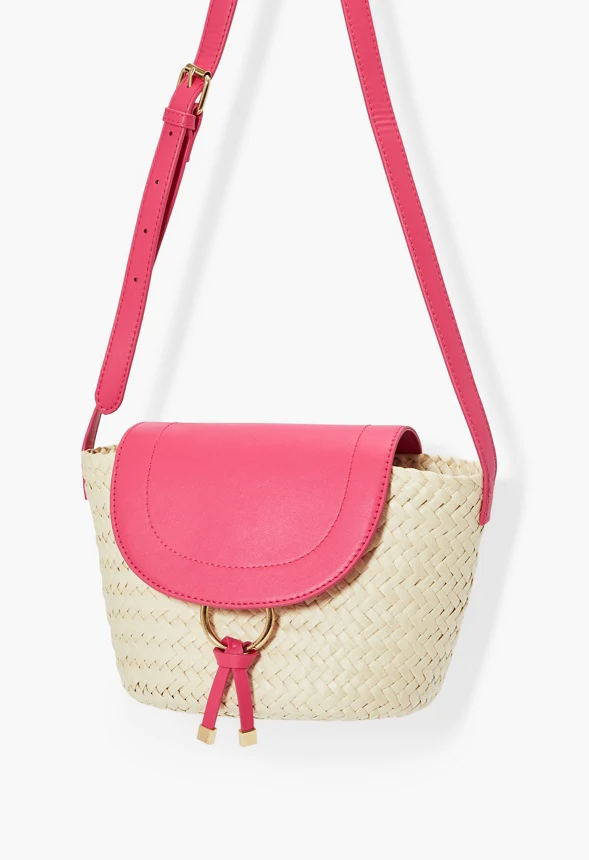 Raffia Flapover Shoulder Bag - Image 3