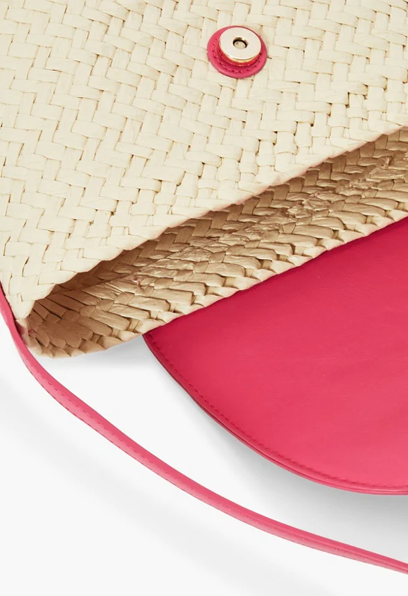 Raffia Flapover Shoulder Bag - Image 4