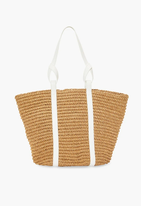 Raffia Tote With Looped Handle - Image 3