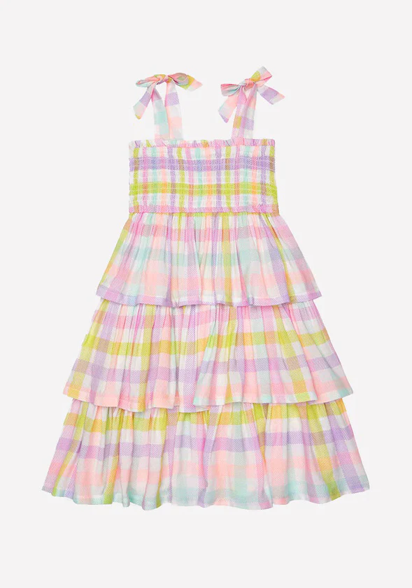 Rainbow Gingham Tiered Dress - Image 3
