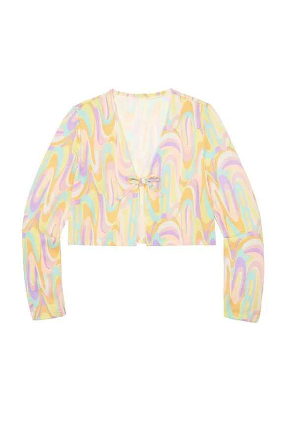 Rainbow Swirl Tie Front Cardigan - Image 2