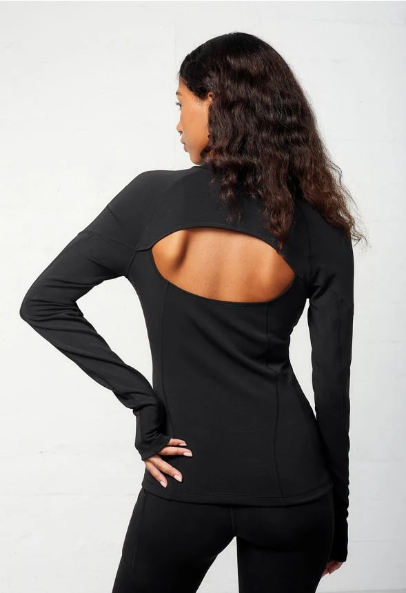 Rana Mock Neck Top With Back Cutout - Image 2