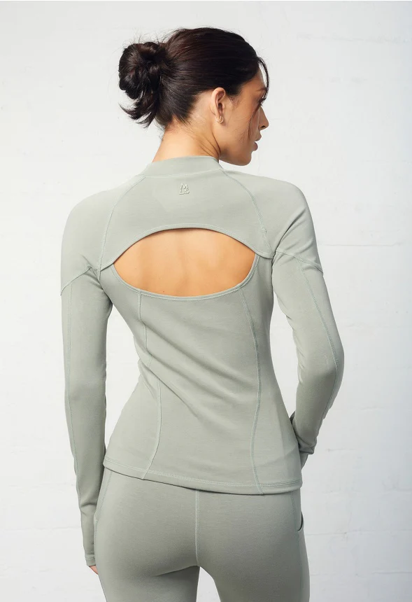 Rana Mock Neck Top With Back Cutout - Image 2