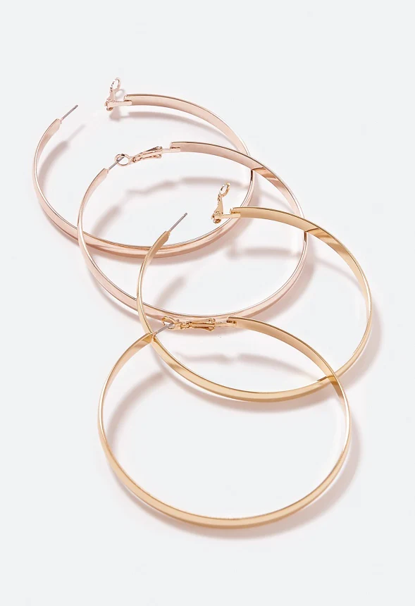 Raquel 2 Pair Pack Oversized Hoop Earrings - Image 3