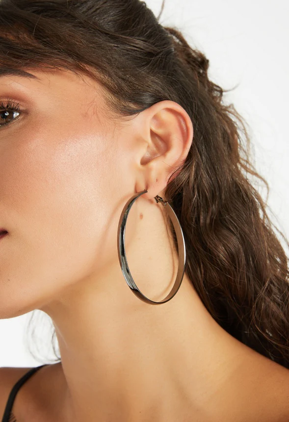 Raquel 2 Pair Pack Oversized Hoop Earrings - Image 2