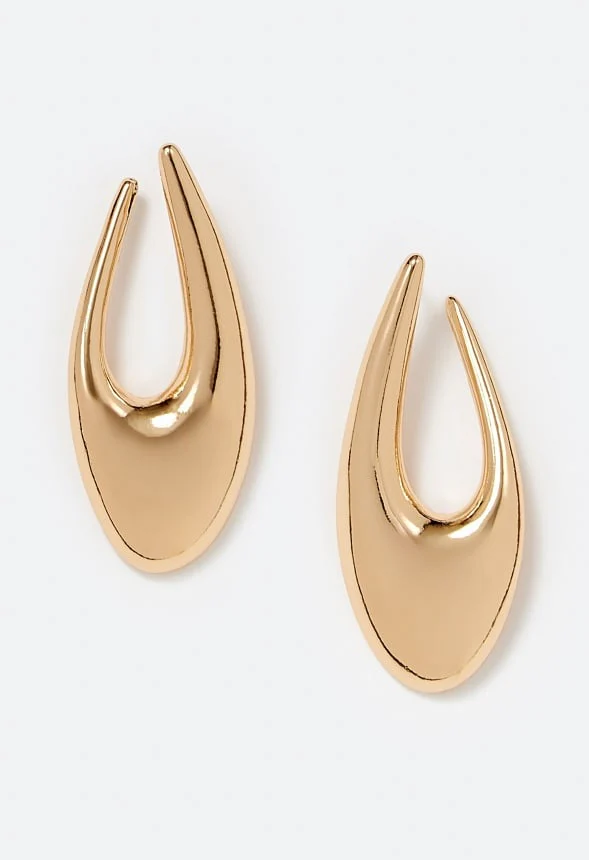 Raya Elongated Lightweight Metal Hoop Earrings - Image 2