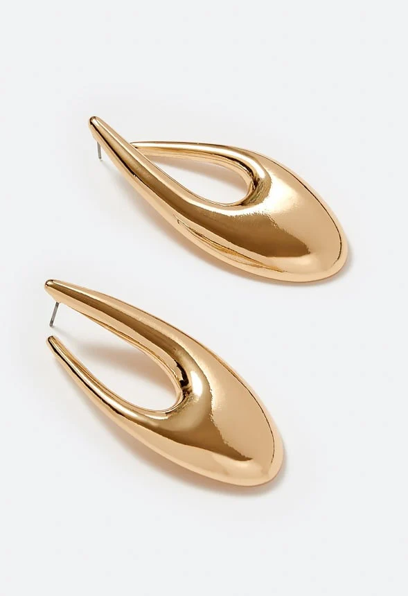 Raya Elongated Lightweight Metal Hoop Earrings - Image 3