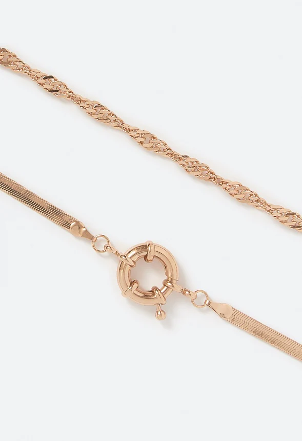 Raya Sleek Layered Chain Necklace with Feature Clasp - Image 3