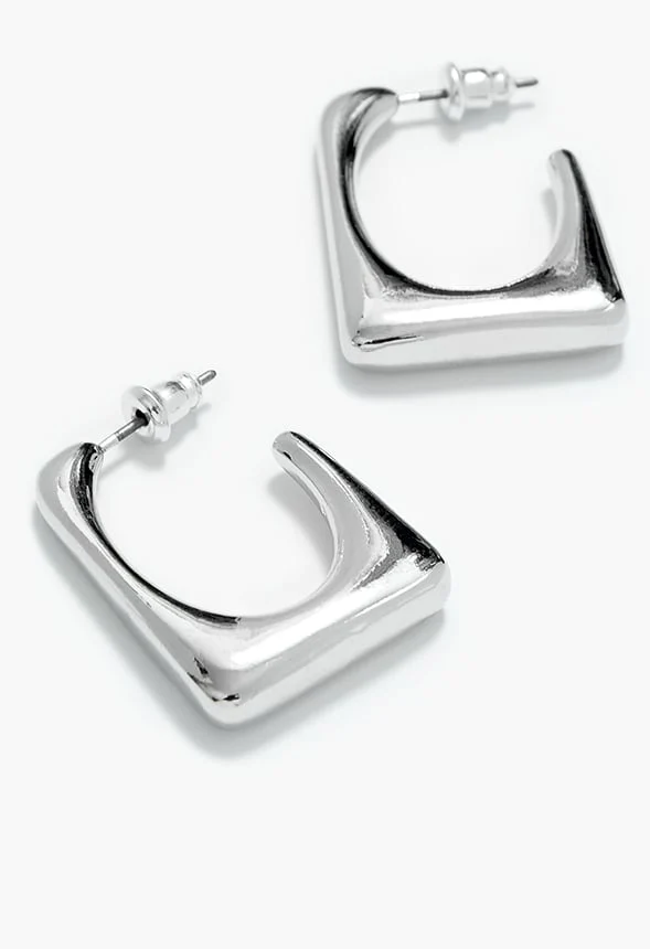 Raye Rectangular Smooth Hoops - Image 2